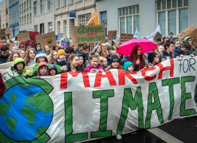 Students marching in a climate protest