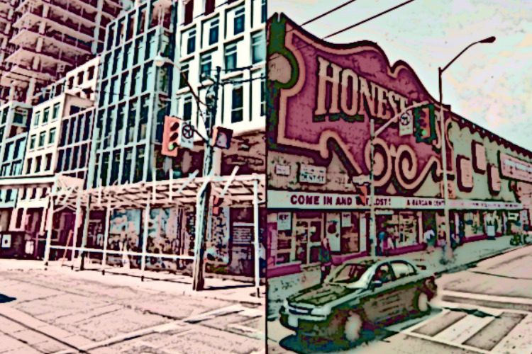 Street-level change at Bathurst and Bloor (southwest corner) based on Google Streetview images pulled from Zoetrope