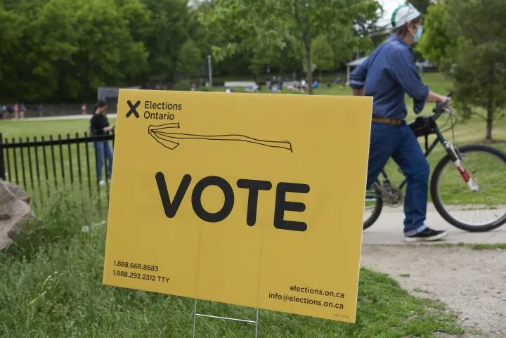A voting sign in the 2022 Ontario Provincial Election.
