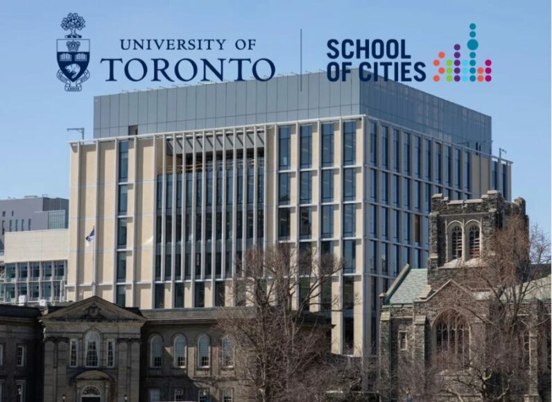 Myhal building with Uoft + School of Cities logo in the front