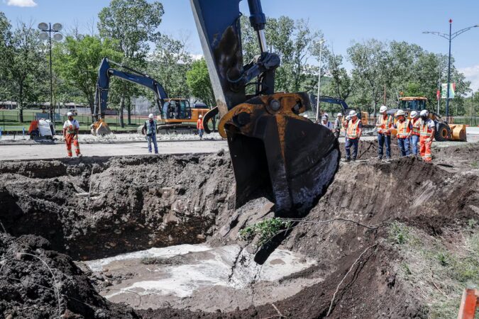 Failing infrastructure equals failed democracy. Work to repair a major water main stretches into a second day in Calgary on June 7, 2024.