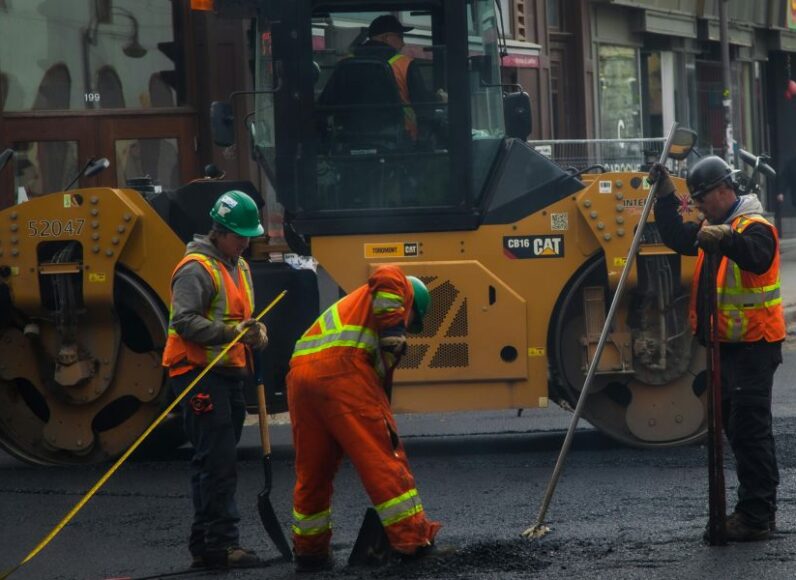 constructions workers working on roads